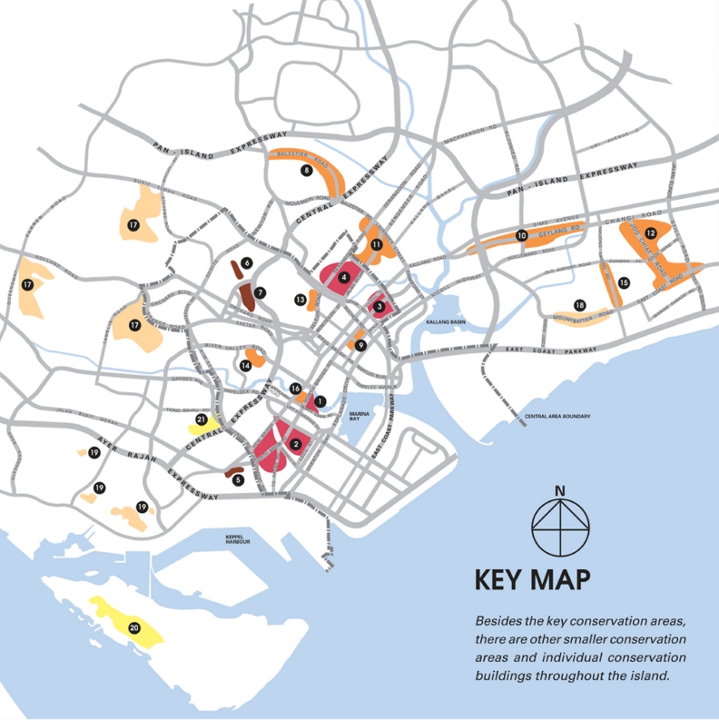 Locations of Shophouses under Conservation. Source: URA